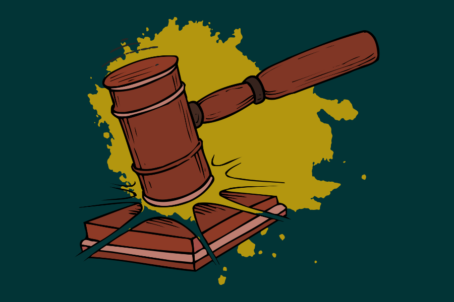 Illustration of a gavel hammer as used by judges.